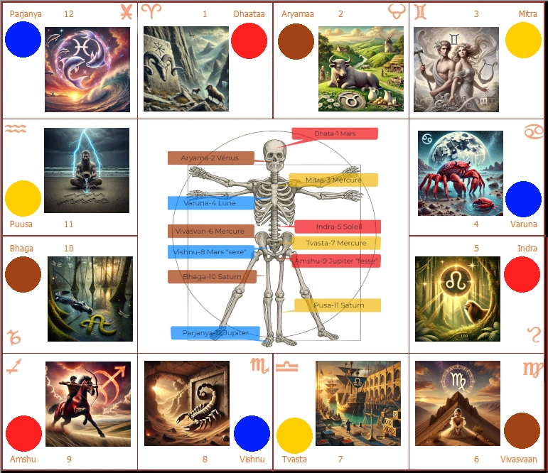 Body correlations of the Adityas
