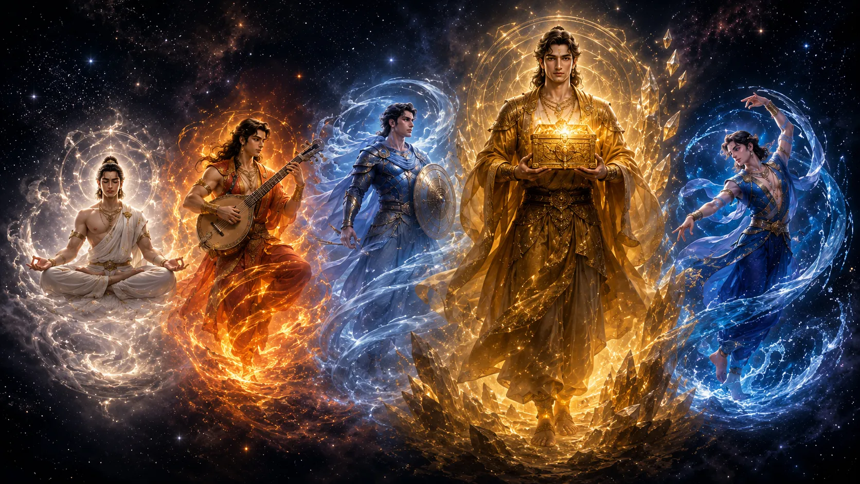 The five celestial beings of the Trimsamsa