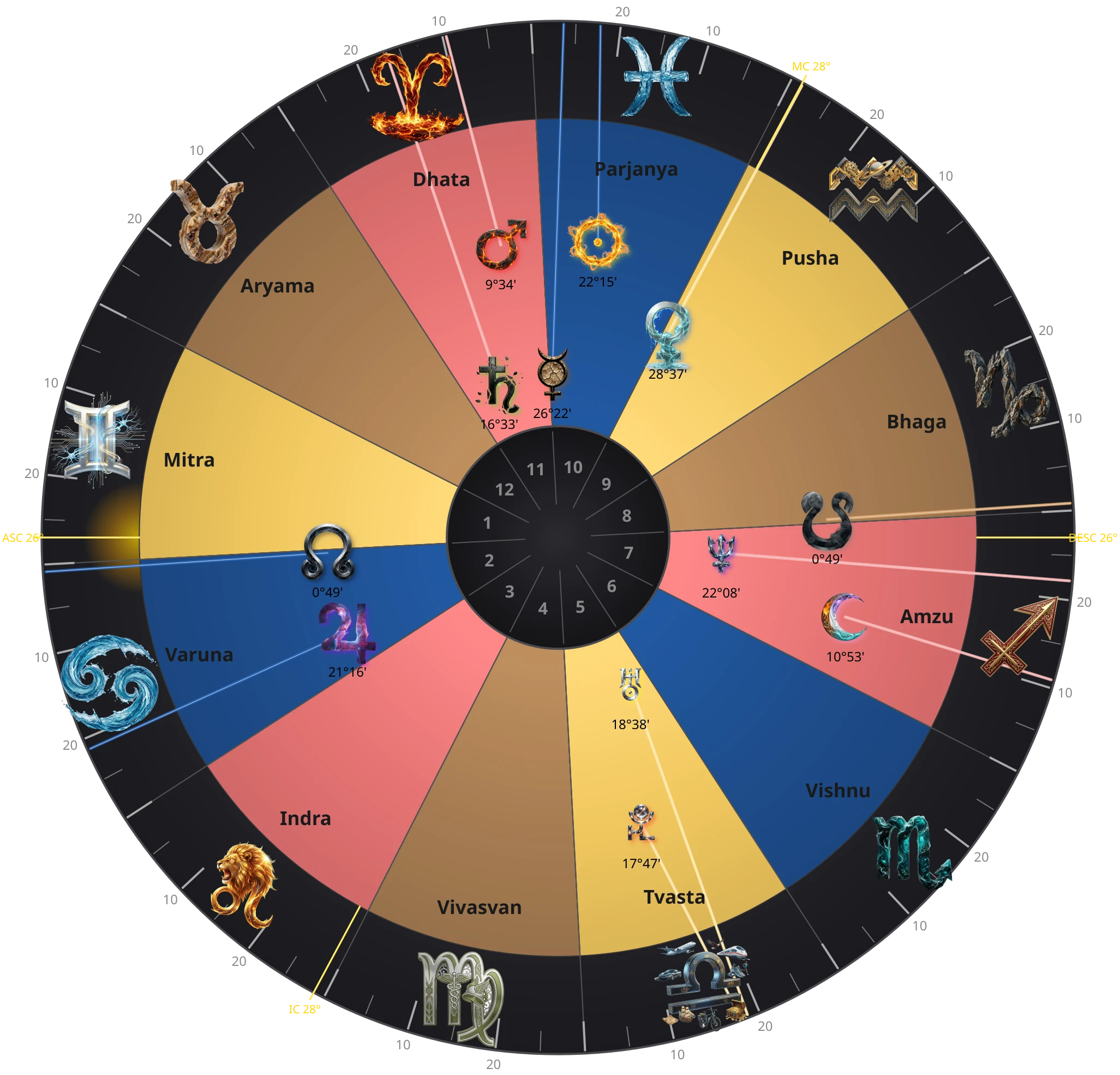 Dieudonné's birth chart