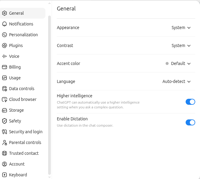 ChatGPT Settings, with the Plugins entry in the left sidebar
