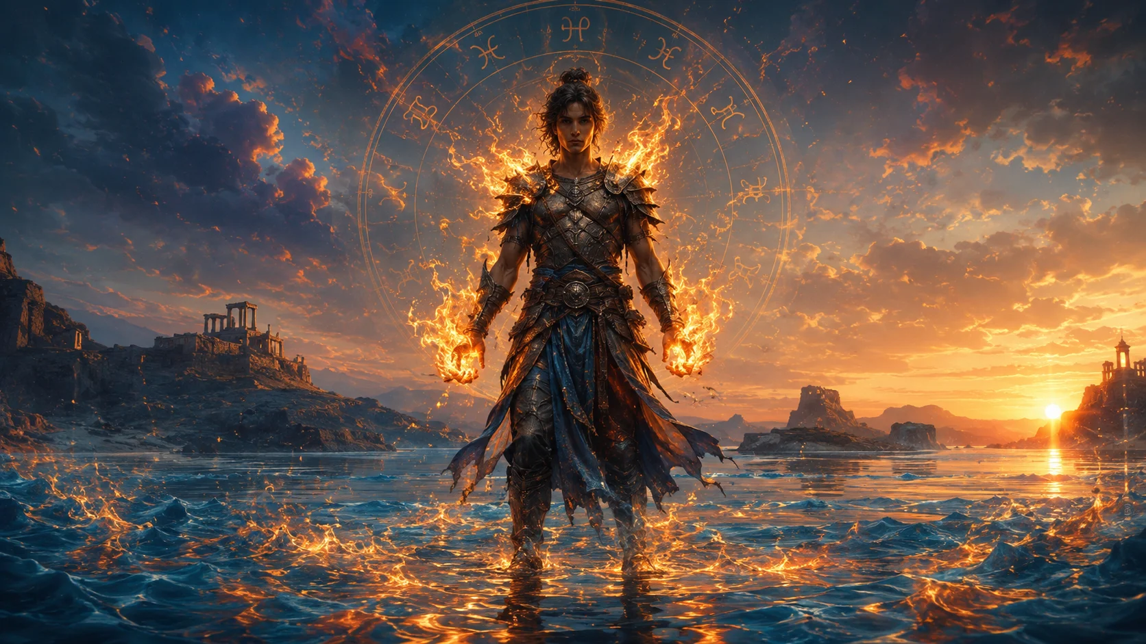 The warrior in the water