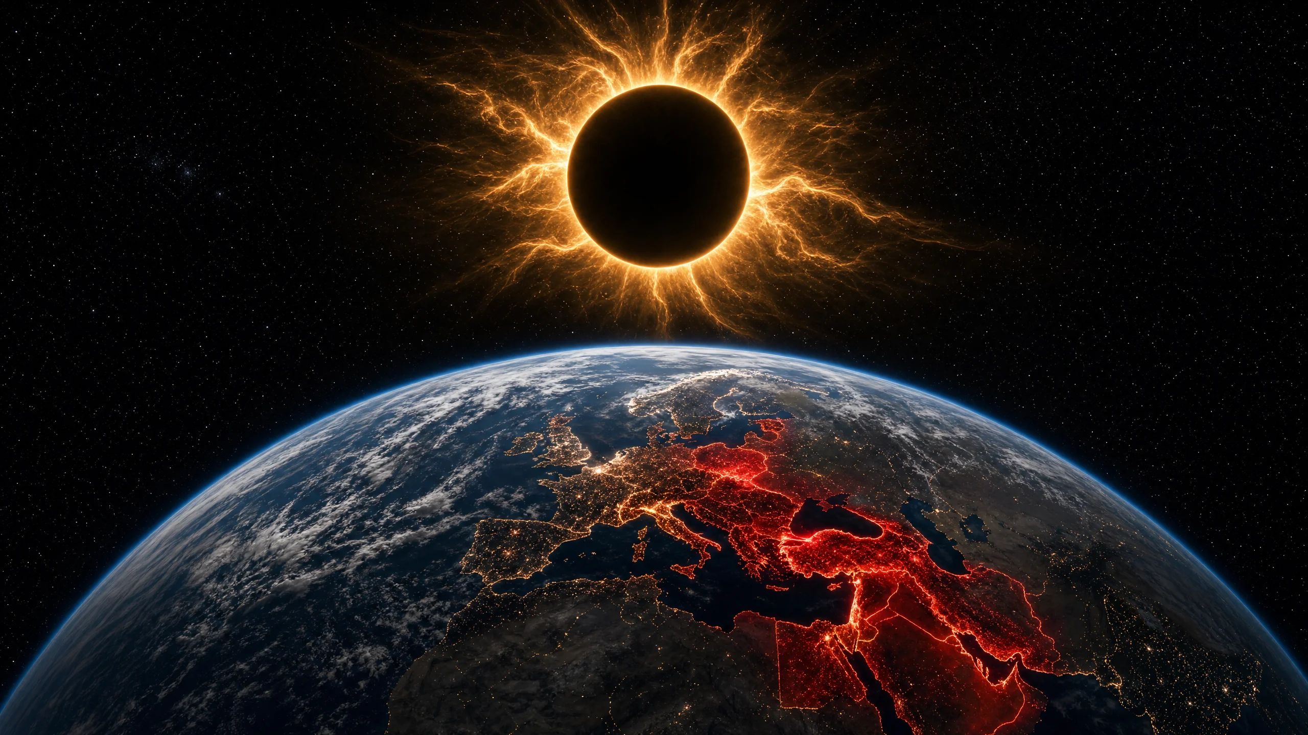 Solar eclipse and global risk zones