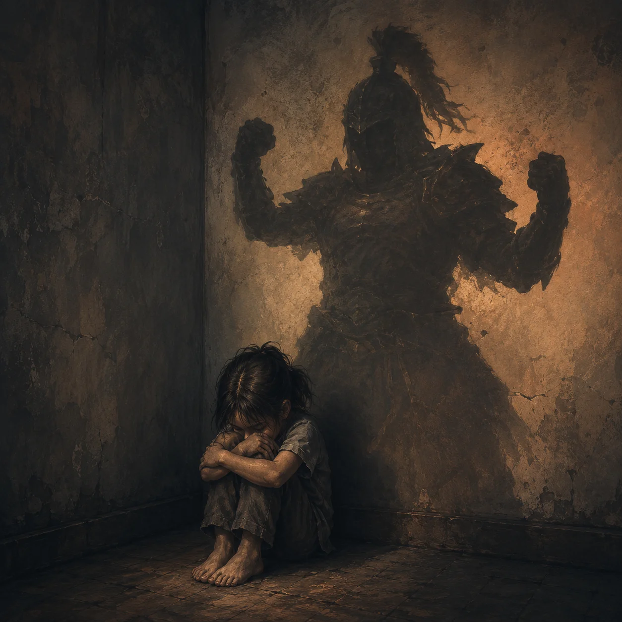 Child with warrior shadow