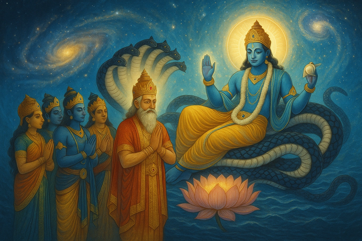 The gods appeal to Vishnu, who promises to incarnate as Rama to restore Dharma.